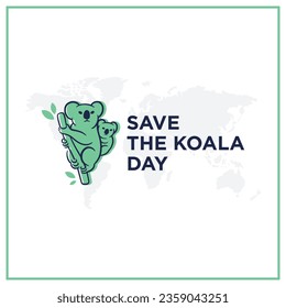 Save the koala day greetings vector.