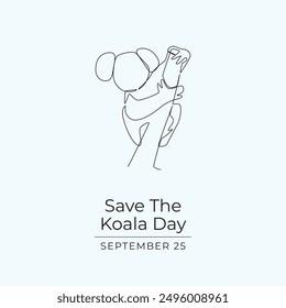 Save The Koala Day vector design template good for celebration usage. Save The Koala Day design. Continuous line drawing. eps 10.