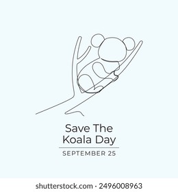 Save The Koala Day vector design template good for celebration usage. Save The Koala Day design. Continuous line drawing. eps 10.