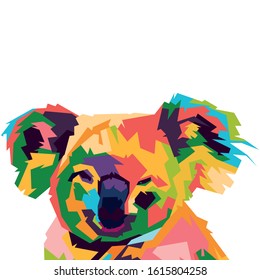 Save Koala From Forest Fires At Australia. Koala Head Pop Art Illustration