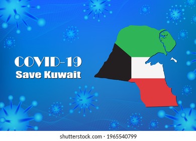 Save Kuwait for stop virus sign. Covid-19 virus cells or corona virus and bacteria close up isolated on blue background,
Poster Advertisement Flyers Vector Illustration.