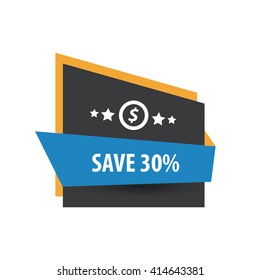 Save,  Label Design   Blue, yellow, black