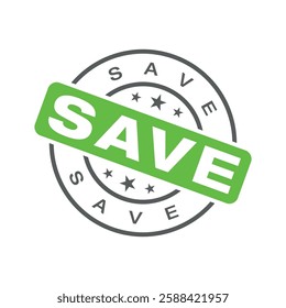 Save Letter Rubber Stamp Vector Template