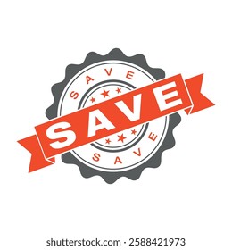 Save Letter Rubber Stamp Vector Template