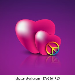 Save LGBTQ+  Big heart on purple background . Open homosexuality LGBT Day