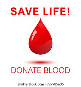 Save life - donate blood square concept poster. Vector illustration elements can be used as sticker, badge, sign, stamp, logo, banner, icon or label.