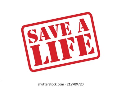 SAVE A LIFE red Rubber Stamp vector over a white background.