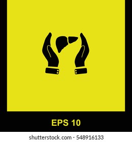 Save life vector black icon. Isolated illustration. Business picture.