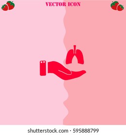 Save life vector  icon. Strawberry Background.