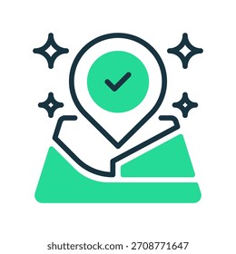 Ícone Salvar Linha de Local, Símbolo de Estrutura de Tópicos para Locais Armazenados, Pontos Marcados, Salvamento de Rota, Marcação de Mapa e Referência de Navegação. Ícone de sinal vetorial.