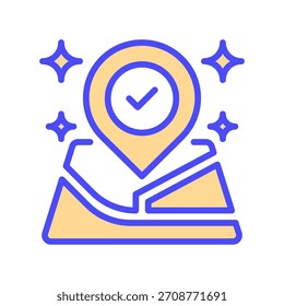 Save Location Line Icon, Outline Symbol for Stored Places, Marked Spots, Route Saving, Map Bookmarking, and Navigation Reference. Vector Sign Icon.