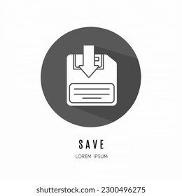 Save logo. Illustration of save in flat. Stock vector.