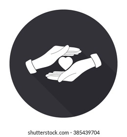 save love icon with long shadow - vector round button