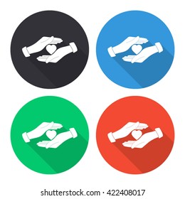 save love vector icon - colored round buttons with long shadow