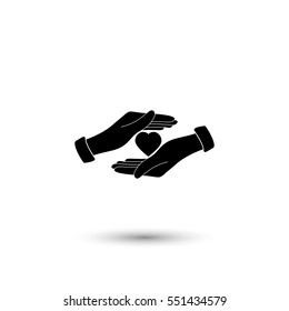 Save love vector icon with round  shadow