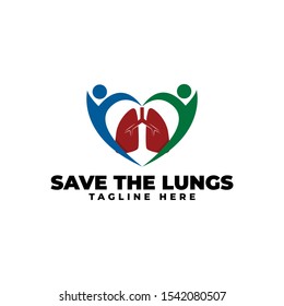 Save Lungs with Human Abstracts Logo Vector Icon Illustration