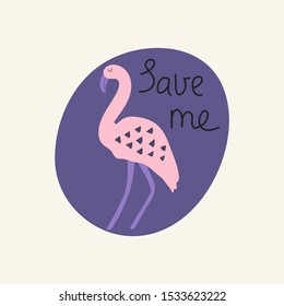 Save me hand drawn lettering. Killing animals concept for poster, card or print. Poaching 