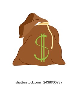 save money bag cartoon. cash bank, loan credit, finance fund save money bag sign. isolated symbol vector illustration
