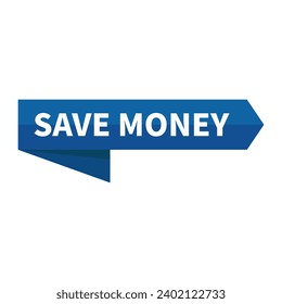 Save Money In Blue Ribbon Rectangle Shape For Benefit Sale Advertising Business Marketing Social Media Information
