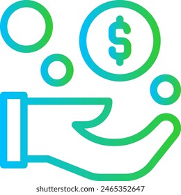 Save money business investment icon with blue and green gradient outline style. money, business, finance, cash, coin, currency, bank. Vector Illustration