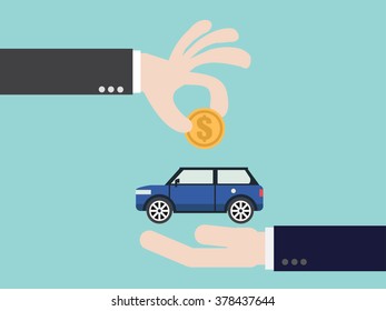 Save money for car. Flat design for business financial marketing banking advertising web concept cartoon illustration.