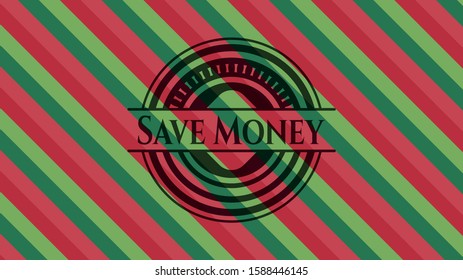 Save Money christmas style badge. Vector Illustration. Detailed.