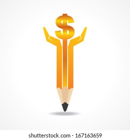 Save money concept with pencil hands dollar stock vector 