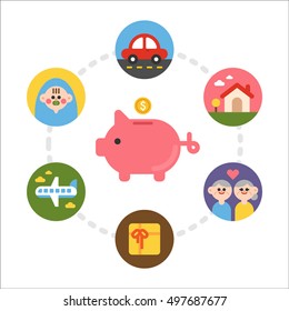 save money cycle for life vector illustration flat design 