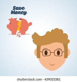 Save Money design. Financial item. Colorfull illustration, vecto