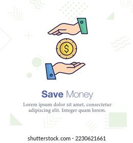 Save Money, dollar coin vector icon illustration
