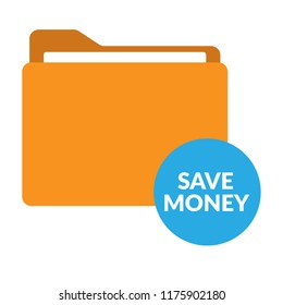 save money and folder symbol