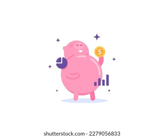save money for future investments. full savings. finance and money management. illustration of a piggy bank that is full because it saves too much money. illustration concept design. vector elements