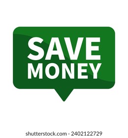 Save Money In Green Rectangle Shape For Benefit Sale Promotion Business Marketing Social Media Information
