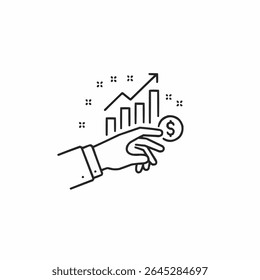 Save money growth icon, invest finance, salary money, Hand holding dollar vector illustration. Color editable