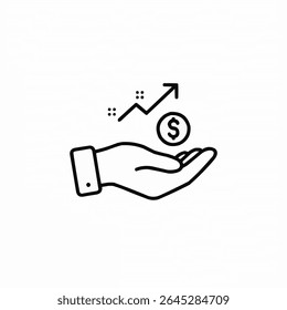 Save money growth icon, invest finance, salary money, Hand holding dollar vector illustration. Color editable