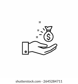 Save money growth icon, invest finance, salary money, Hand holding dollar vector illustration. Color editable