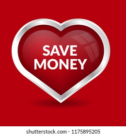 save money and heart symbol