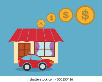 Save money for house property. vector illustration.
