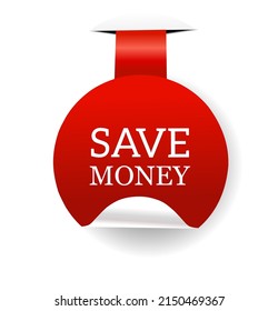 Save money icon. Save money banner with rounded ribbon. Modern vector.