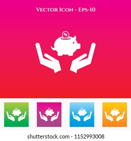 Save Money Icon in Colored Square box. eps-10