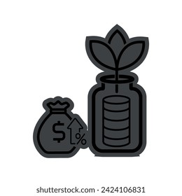 Icono de ahorro de dinero diseñado en un estilo de línea, trazo editable, en icono de inversión . ilustración vectorial 10 Eps 