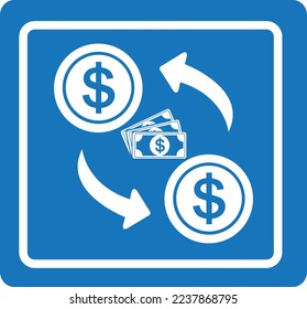 Save money icon, financial resource icon blue vector