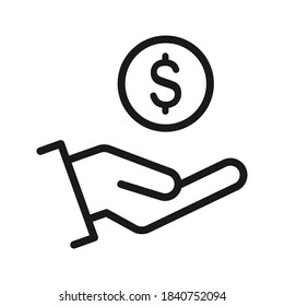 Save money icon, invest finance, salary money, Hand holding dollar vector illustration. Color editable