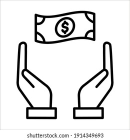 Save money icon, salary money, Hand holding dollar vector illustration on white background. eps 10