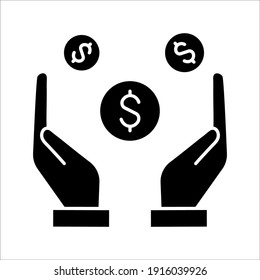 Save money icon, salary money, Hand holding dollar vector illustration on white background. eps 10