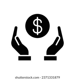 Save money icon, Salary money holding dollar investment and financial deposit, Wealthy, Simple Two hand with dollar symbol stroke solid Vector illustration Design on white background. EPS10