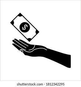 save money icon, salary money, invest finance, hand holding dollar eps 10