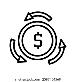 save money icon, salary money, invest finance, hand holding dollar, line symbols on white background