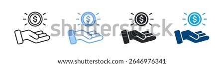 Save Money Icon Set Multiple Style. Designed In Outline, Blue, Glyph, Dual Tone