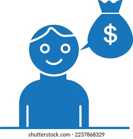 Save money icon, thinking about money savings icon blue vector